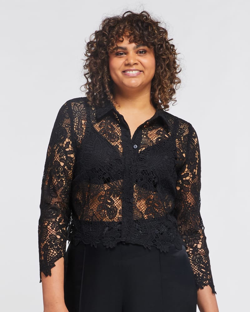 Womens black top lace jacket